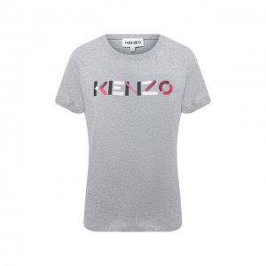 Хлопковая футболка Kenzo. Цвет: серый