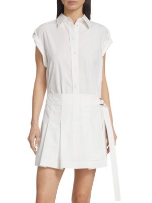 Плиссированное мини-платье-рубашка , цвет Optic White Helmut Lang