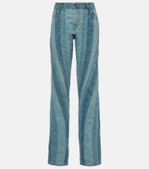 Прямые джинсы в стиле пэчворк , синий Mugler