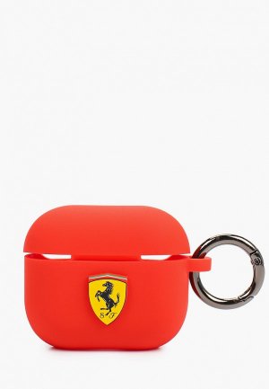 Чехол для наушников Ferrari Airpods 3, Silicone case with ring Red. Цвет: красный