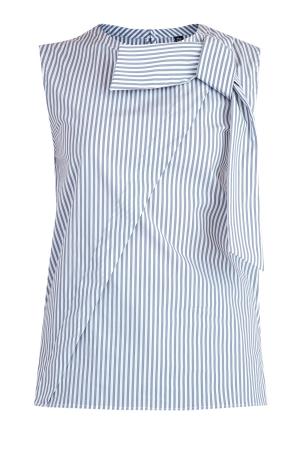 Блузка с открытыми проймами и объемным бантом на передней панели ELEVENTY. Цвет: серый