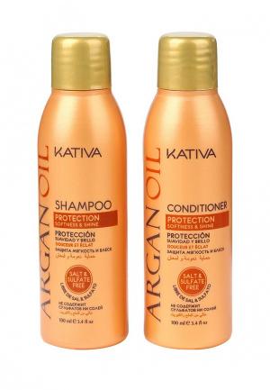 Набор для ухода за волосами Kativa ARGANA увлажняющий кондиционер + шампунь с маслом Арганы, 2 по 100 мл