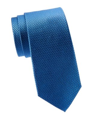 Шелковый галстук с узором , темно-синий Saks Fifth Avenue