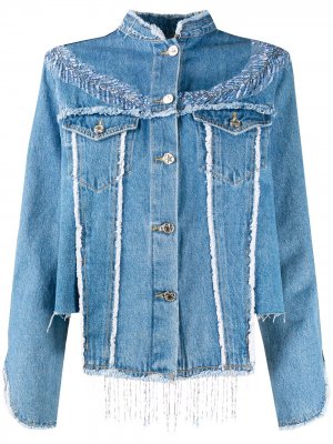 Декорированная укороченная джинсовая куртка Loulou. Цвет: синий