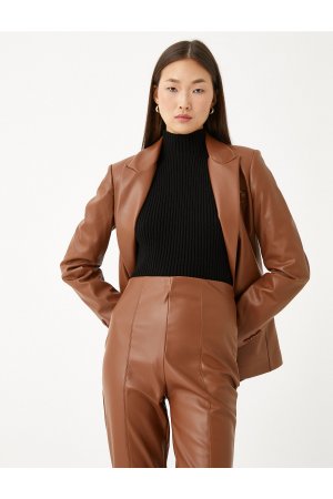 Пиджак из искусственной кожи с карманами , коричневый Koton