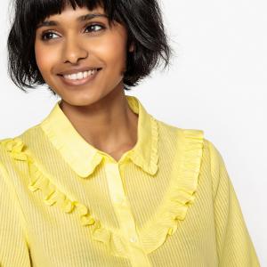 Рубашка с короткими рукавами и рубашечным вырезом воланами MADEMOISELLE R. Цвет: желтый