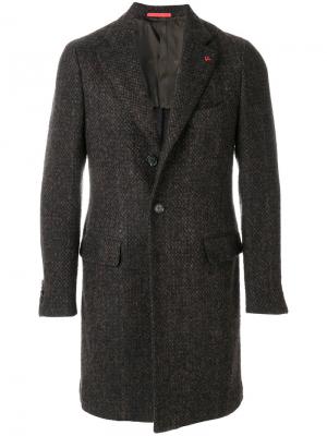 Однобортное пальто Isaia. Цвет: коричневый