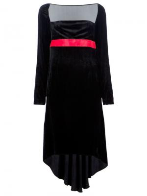 Платье с контрастным поясом Krizia Vintage. Цвет: чёрный