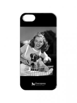 Чехол для iPhone 5/5s  Монро и щенок Chocopony. Цвет: черный
