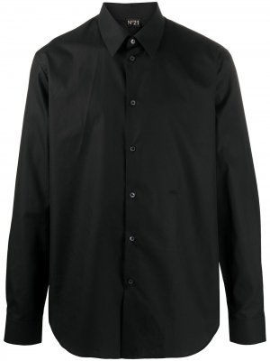 Рубашка с длинными рукавами и заостренным воротником Nº21. Цвет: черный