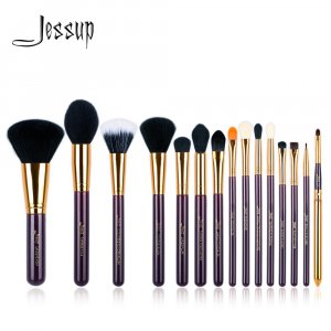 Набор Джессапа, 15 шт., фиолетовый/золотой кистей для макияжа, косметический инструмент, кисть пудра, основа, тени век, подводка глаз, губ Jessup