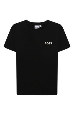 Хлопковая футболка BOSS. Цвет: чёрный