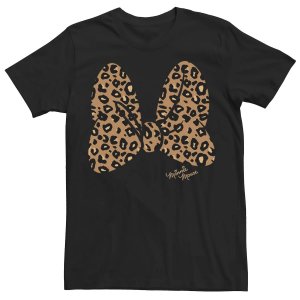 Мужская футболка с бантом и леопардовым принтом Минни Маус , черный Disney
