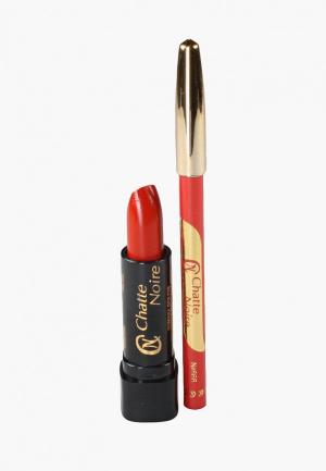 Набор для макияжа губ Chatte Noire Карандаш + Помада  №12, 5,75. Цвет: красный