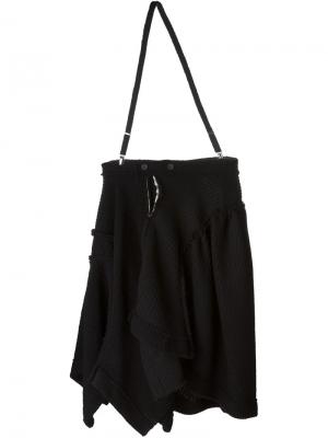 Асимметричная юбка с подтяжкой Ys Y's. Цвет: чёрный