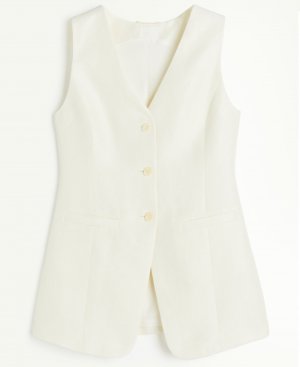 Жилет Suit With A Linen Blend, белый H&M