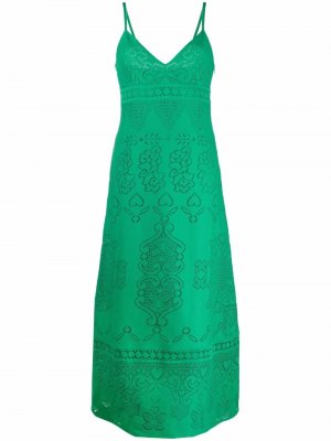 Длинное кружевное платье Valentino. Цвет: зеленый