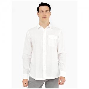 Рубашка льняная с длинными рукавами RU 54-56 / EU 47 3XL REPLAY. Цвет: белый