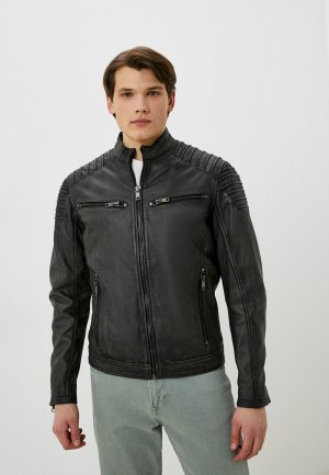 Куртка кожаная Urban Fashion for Men. Цвет: серый