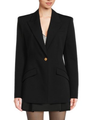 Пиджак оверсайз из однотонной шерсти стрейч , черный Versace