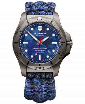 Мужские швейцарские I.N.O.X. Профессиональные часы для дайверов с синим ремешком из паракорда, 45 мм Victorinox