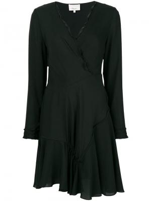 Расклешенное платье с длинными рукавами и запахом 3.1 Phillip Lim. Цвет: черный