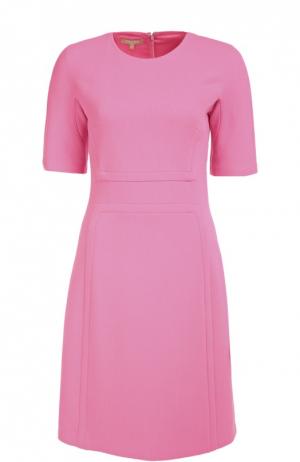 Шерстяное приталенное платье с коротким рукавом Michael Kors. Цвет: розовый