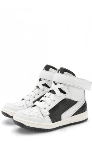 Высокие кожаные кеды на шнуровке с застежками велькро Givenchy. Цвет: белый