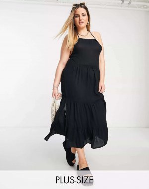 Эксклюзивное пляжное летнее платье макси черного цвета Isla & Bird Plus Iisla