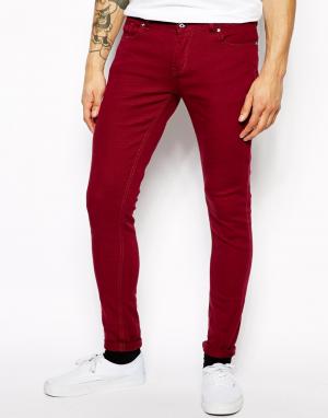Ультразауженные джинсы цвета бордо Сriminal Damage Criminal. Цвет: wine