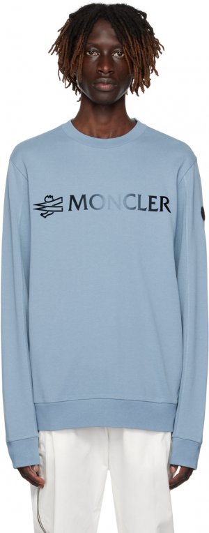 Синий флокированный свитшот Moncler