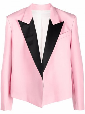 Пиджак с контрастными лацканами AMI Paris. Цвет: розовый
