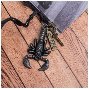 Кулон мужской Резон скорпион, цвет чернёное серебро на чёрном шнурке, 80 см Queen Fair. Цвет: серебристый