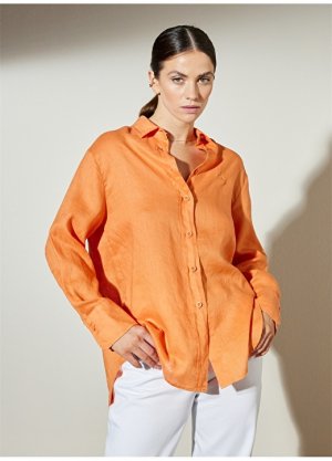 Оранжевая женская рубашка с обычным рубашечным воротником Brooks Brothers
