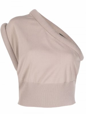 One-shoulder knitted top Federica Tosi. Цвет: бежевый