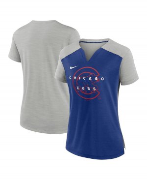 Женская футболка свободного кроя silver и royal chicago cubs slub performance с v-образным вырезом , мульти Nike