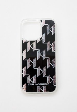 Чехол для iPhone Karl Lagerfeld 14 Pro Max с жидкими блестками. Цвет: черный