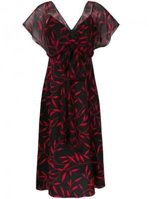 Платье ампирного силуэта с принтом листьев Dvf Diane Von Furstenberg. Цвет: черный