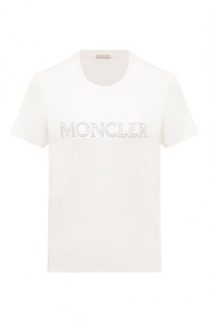 Хлопковая футболка Moncler. Цвет: белый