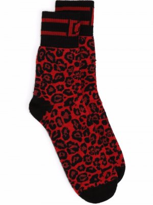 Носки с леопардовым принтом Dolce & Gabbana. Цвет: красный