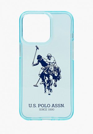 Чехол для iPhone U.S. Polo Assn. 13 Pro TPU FLUO Logo Big horse Hard Light blue. Цвет: голубой