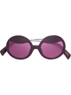 Солнцезащитные очки в круглой оправе Yohji Yamamoto. Цвет: розовый и фиолетовый