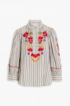 Блузка Juliette из хлопкового жаккарда в полоску с вышивкой , разноцветный ANTIK BATIK