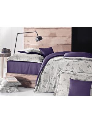 Комплект постельного белья BENSON Пупурно-серый, пестротканый, жаккард, 210ТС, 100% хлопок, евро ISSIMO Home. Цвет: фиолетовый