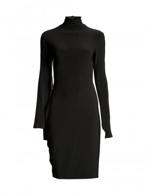 Мини-платье с длинными рукавами и заклепками , черный Norma Kamali