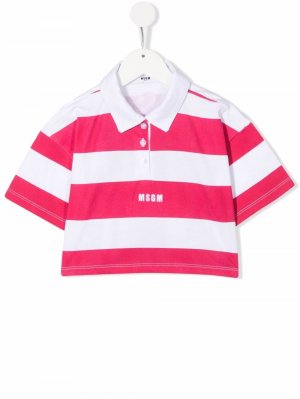 Logo-embroidered striped polo shirt MSGM Kids. Цвет: розовый
