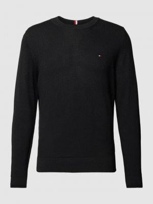 Вязаный свитер с пришивной этикеткой модель ЦЕПЬ , черный Tommy Hilfiger