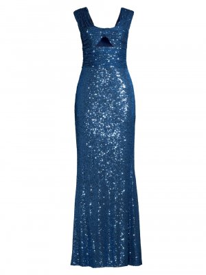 Платье-колонна с пайетками и каплевидным вырезом , синий Basix