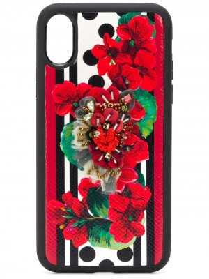 Чехол для iPhone X с цветочным принтом Dolce & Gabbana. Цвет: красный