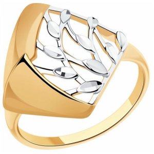 Кольцо из золочёного серебра с и алмазной гранью 93-110-00776-1 Diamant